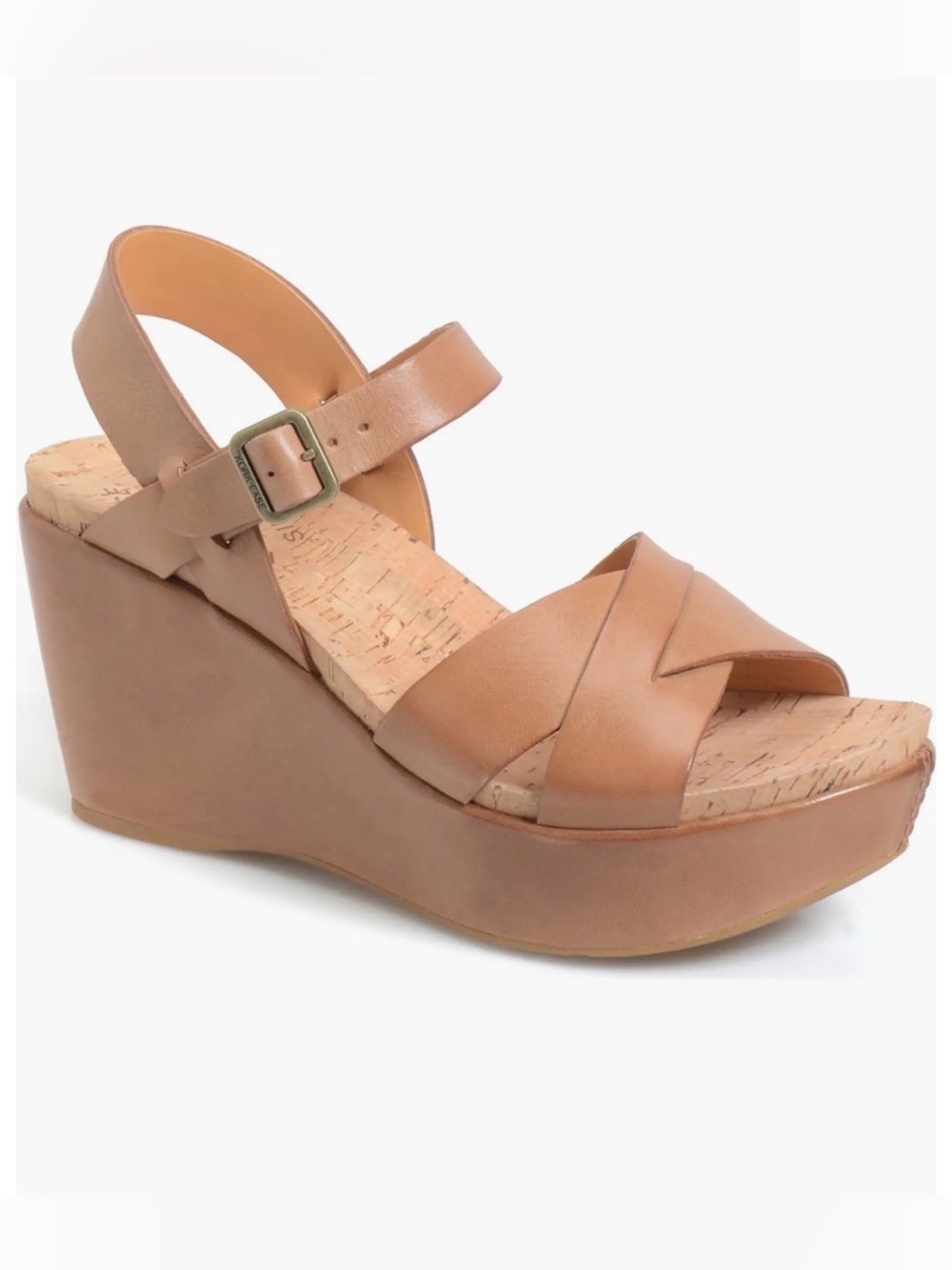 Kork Ease Ava 2.0 Platform Wedge Sandal Leather Retro Womens 8 Golden Sand Brown
